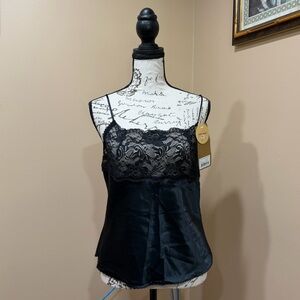 Farr West Black Lace Satin Camisole NWT Small Y2K Lingerie Top